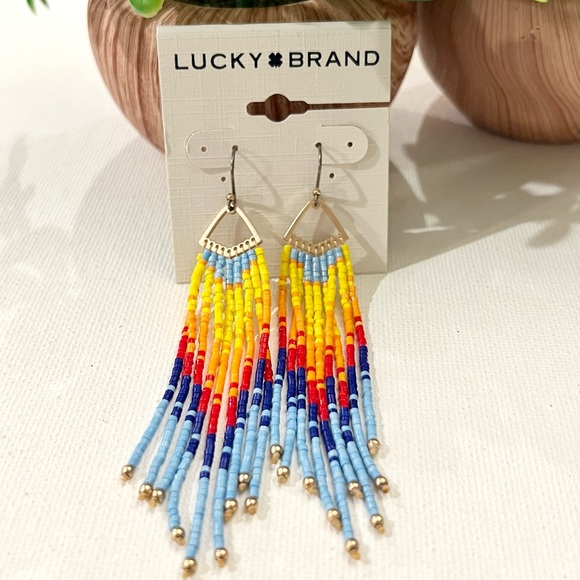 Lucky Brand Jewelry - Lucky Brand Beaded Rainbow Fringe Earrings
